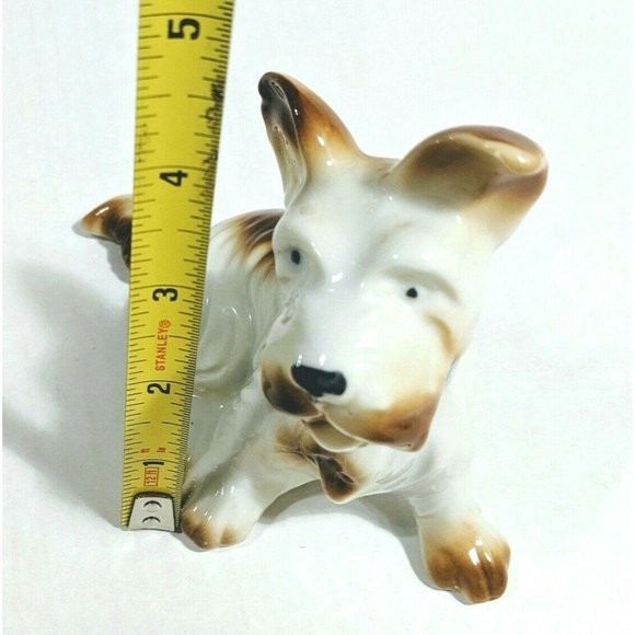 Scottie Dog Porcelain Figurine Brown & White VTG - Picture 5 of 9